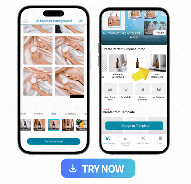 examples of Promeo's product background feature to create Instagram ads